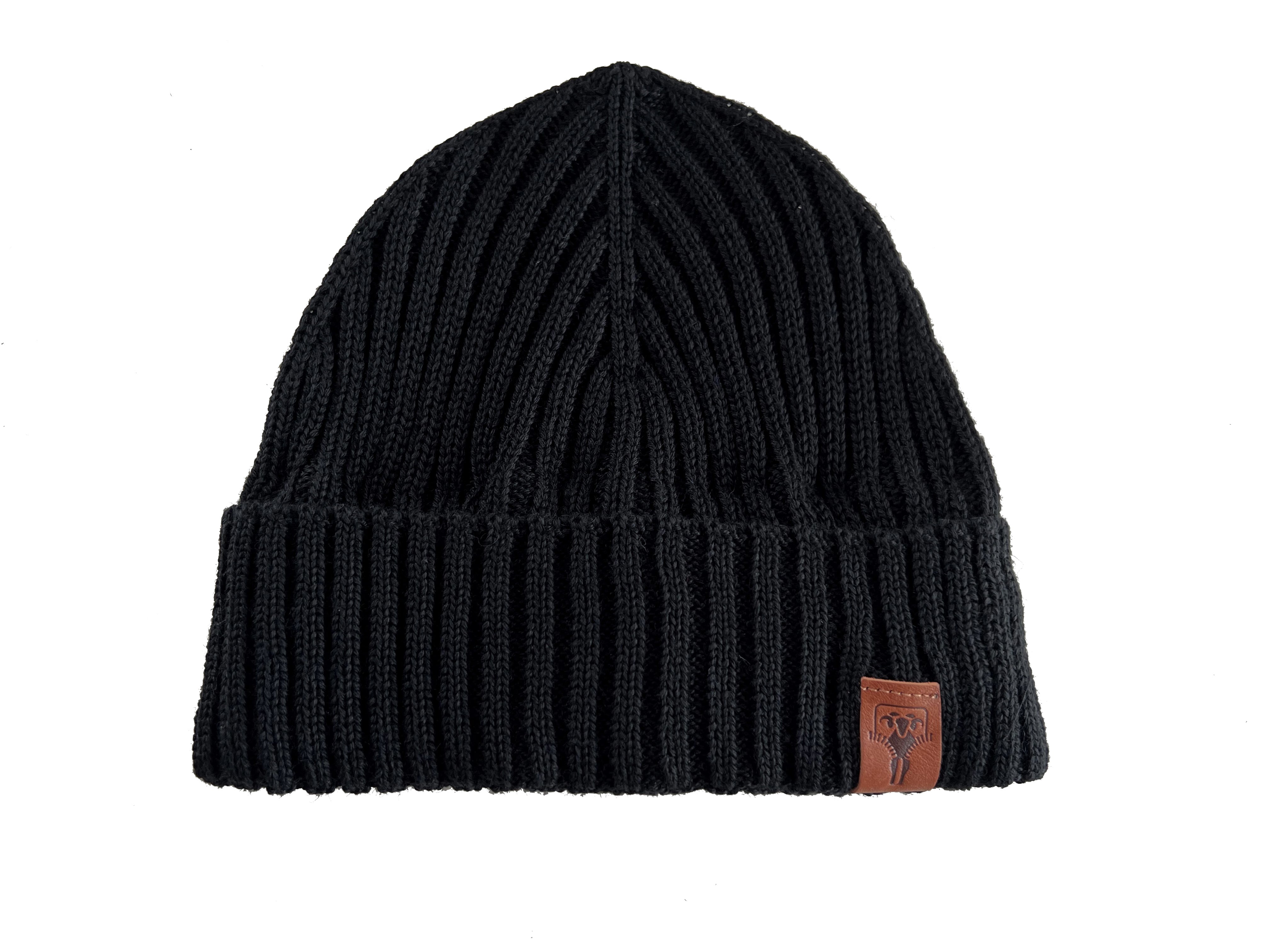 gr-ezi-bag-merino-fisherman-beanie-black-merinowolle-mit-fleece-innenband-winter image 1